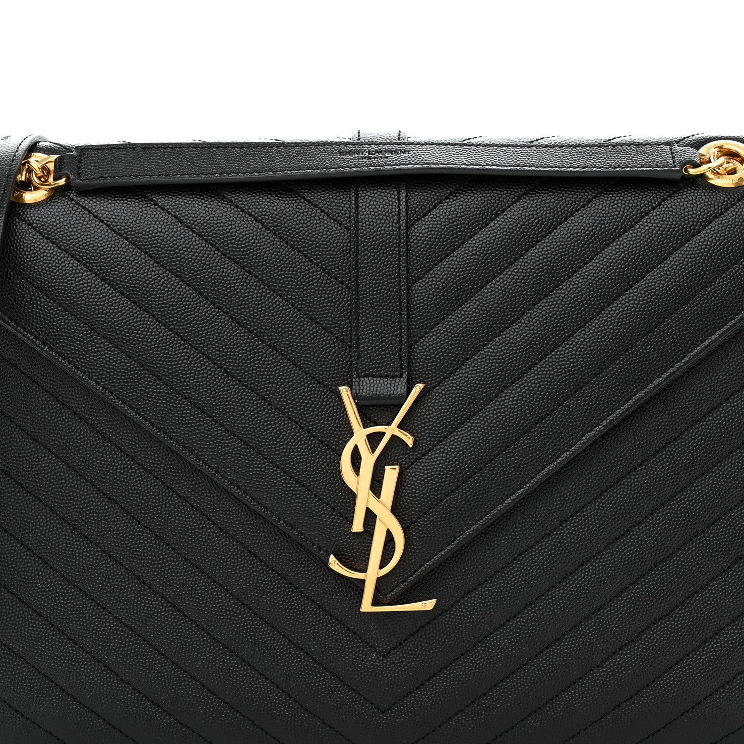 Saint Laurent Grain De Poudre Matelasse Chevron Large Monogram Satchel Black 7 of 10