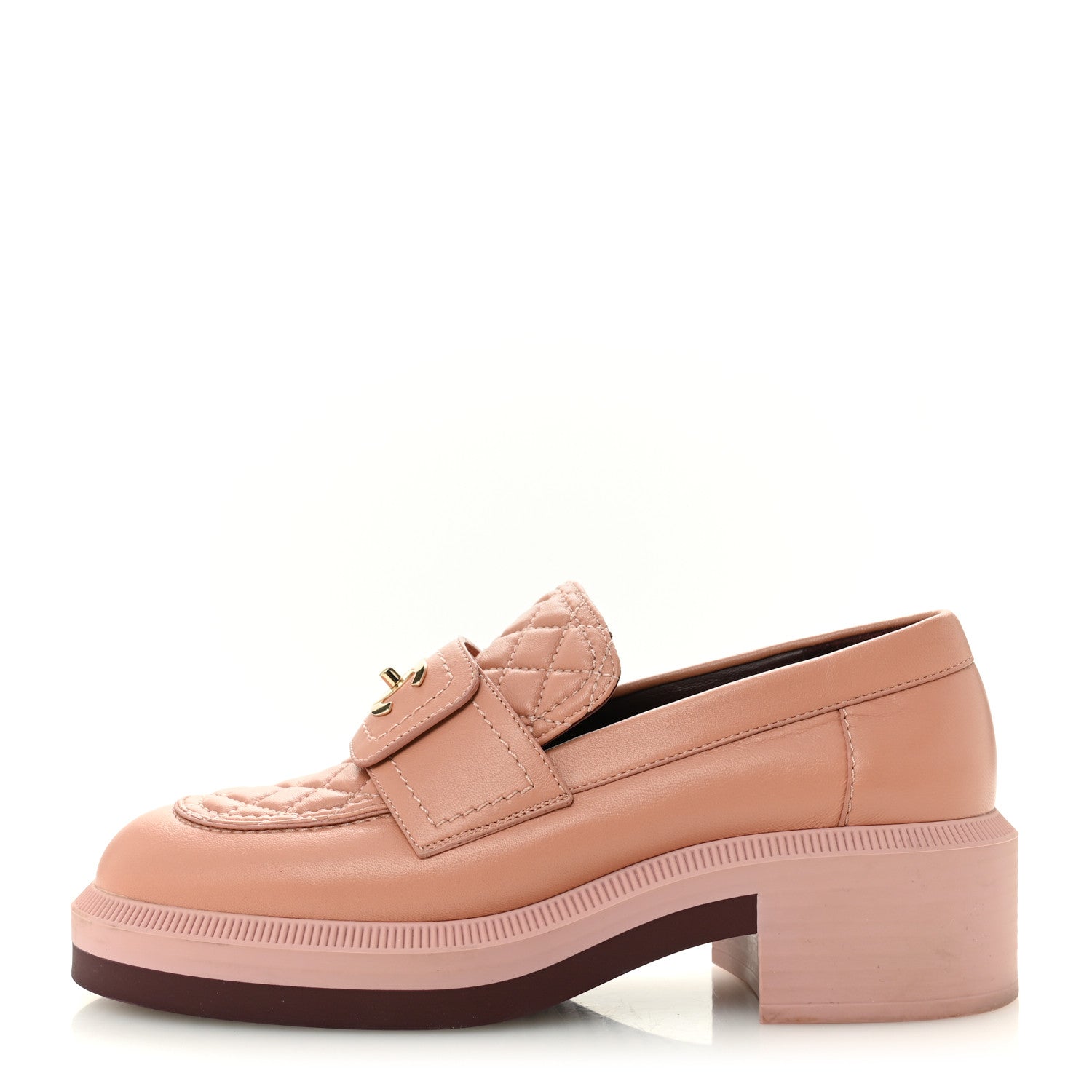 Chanel Lambskin Quilted CC Turnlock Loafers 35.5 Dark Pink 1 of 12