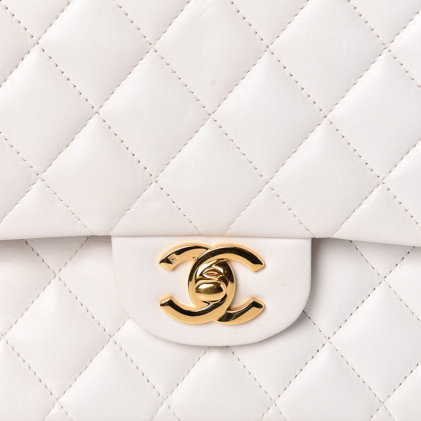 Lambskin Quilted Medium Double Flap White