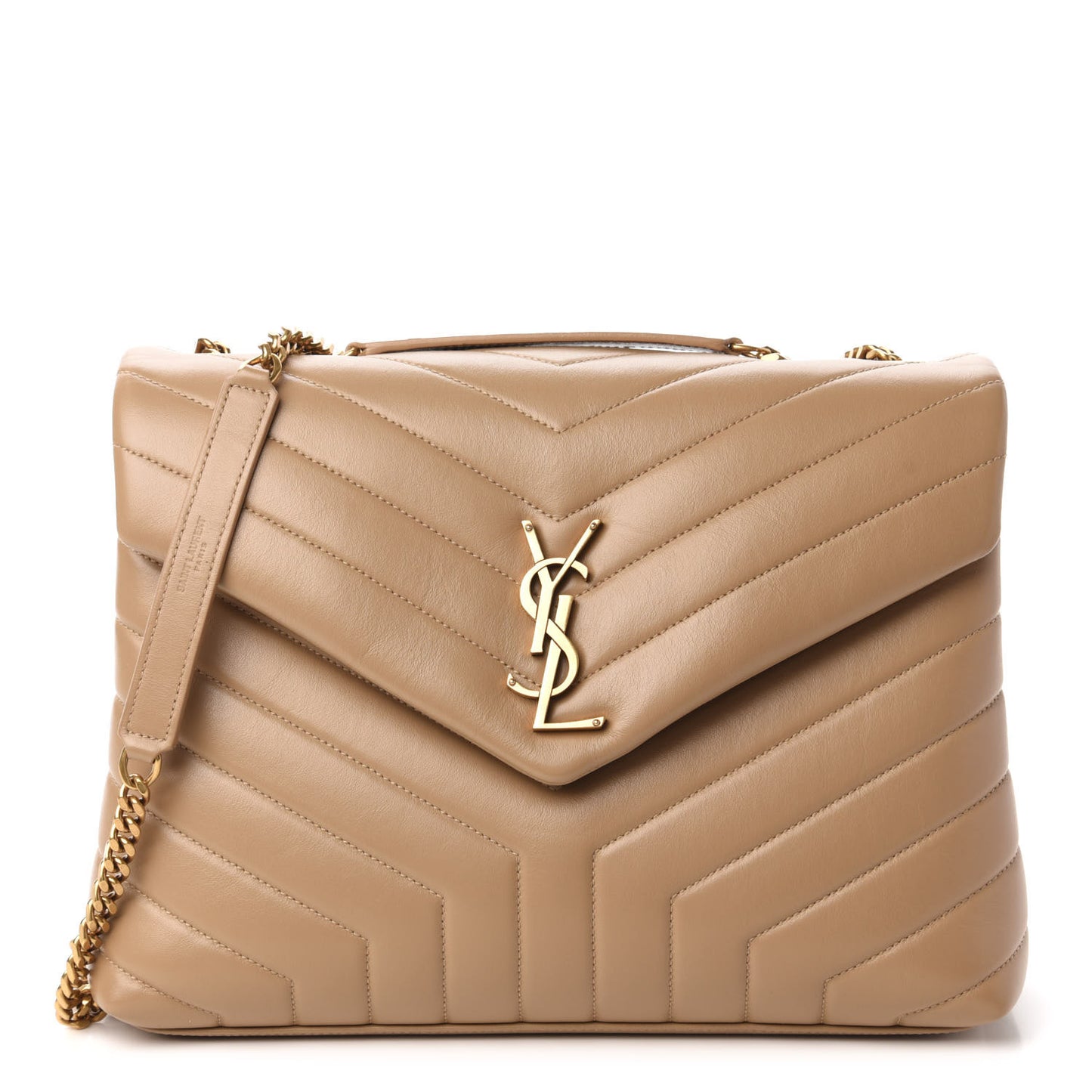 Calfskin Y Quilted Monogram Medium Loulou Chain Satchel Dark Latte