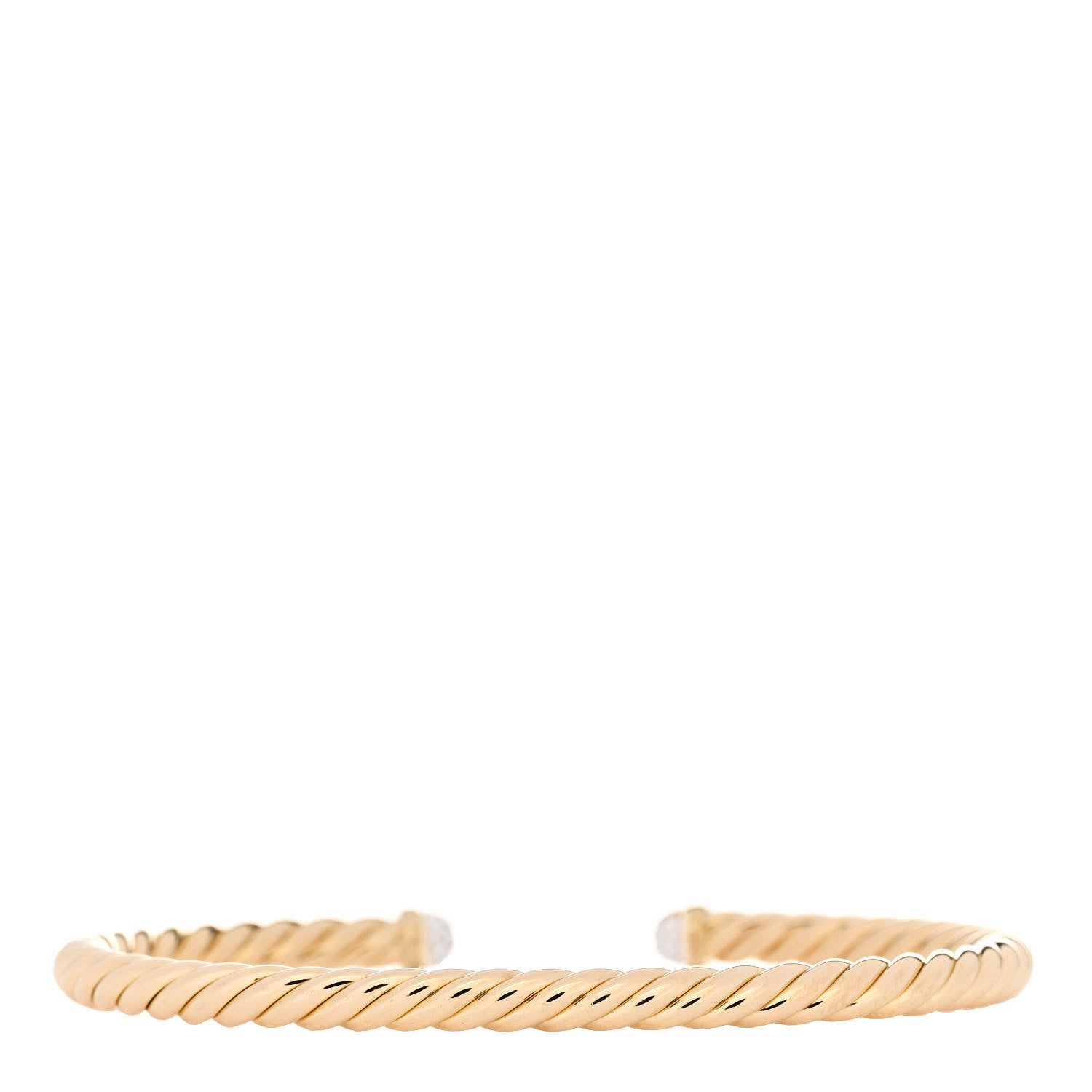 David Yurman 18K Yellow Gold Diamond 4mm Cablespira Bracelet 2 of 3