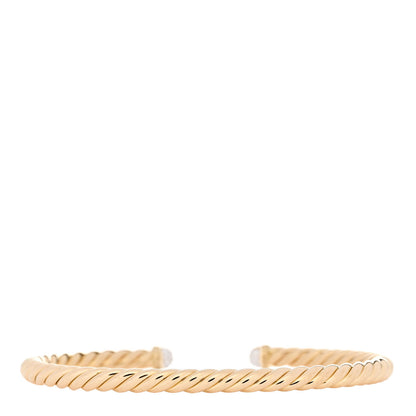David Yurman 18K Yellow Gold Diamond 4mm Cablespira Bracelet 2 of 3
