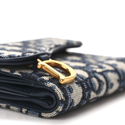 Christian Dior Saddle Lotus Wallet Blue 6 of 9