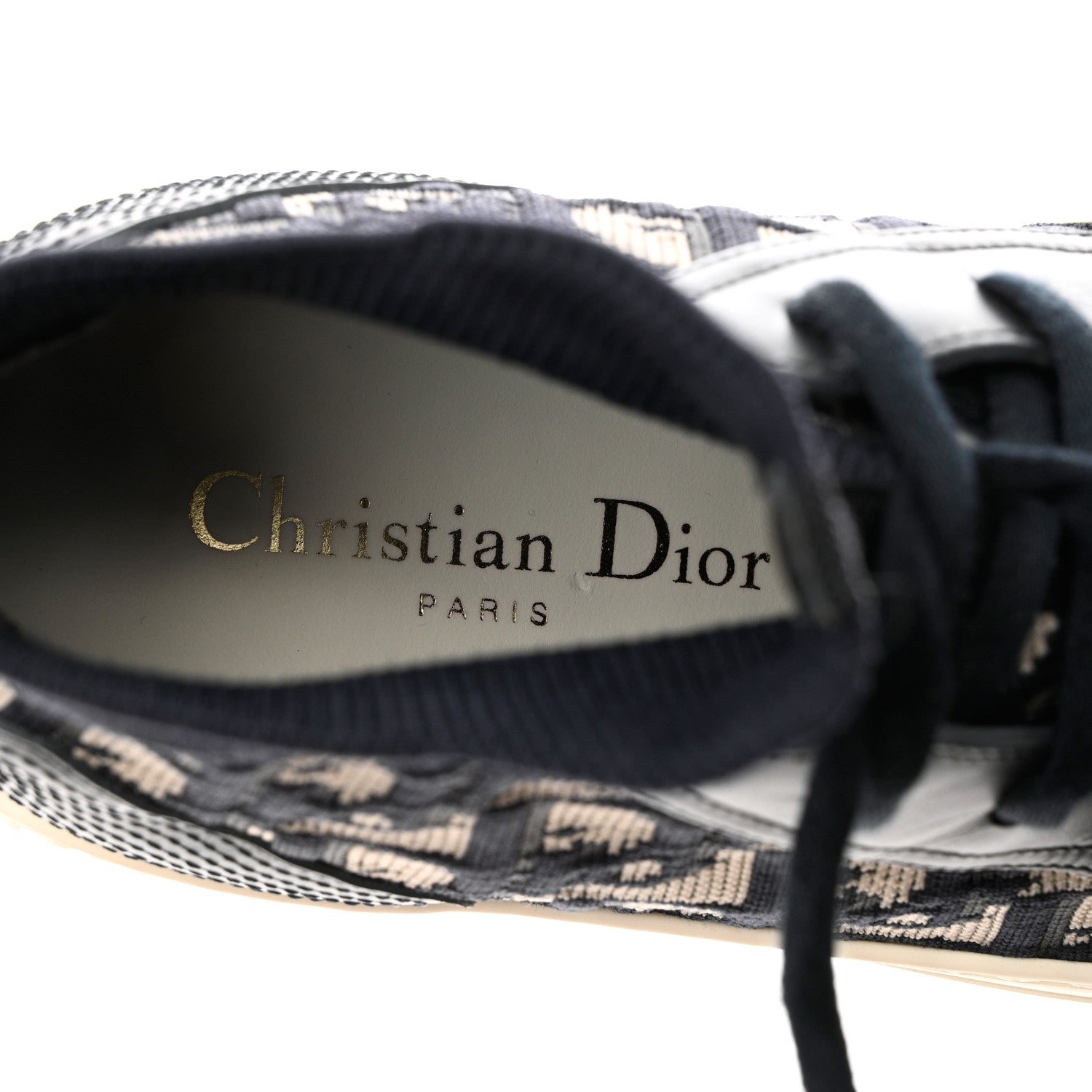 Christian Dior Technical Knit Calfskin Oblique Womens Walk'n Dior Mid Top Sneakers 35.5 Deep Blue 7 of 8