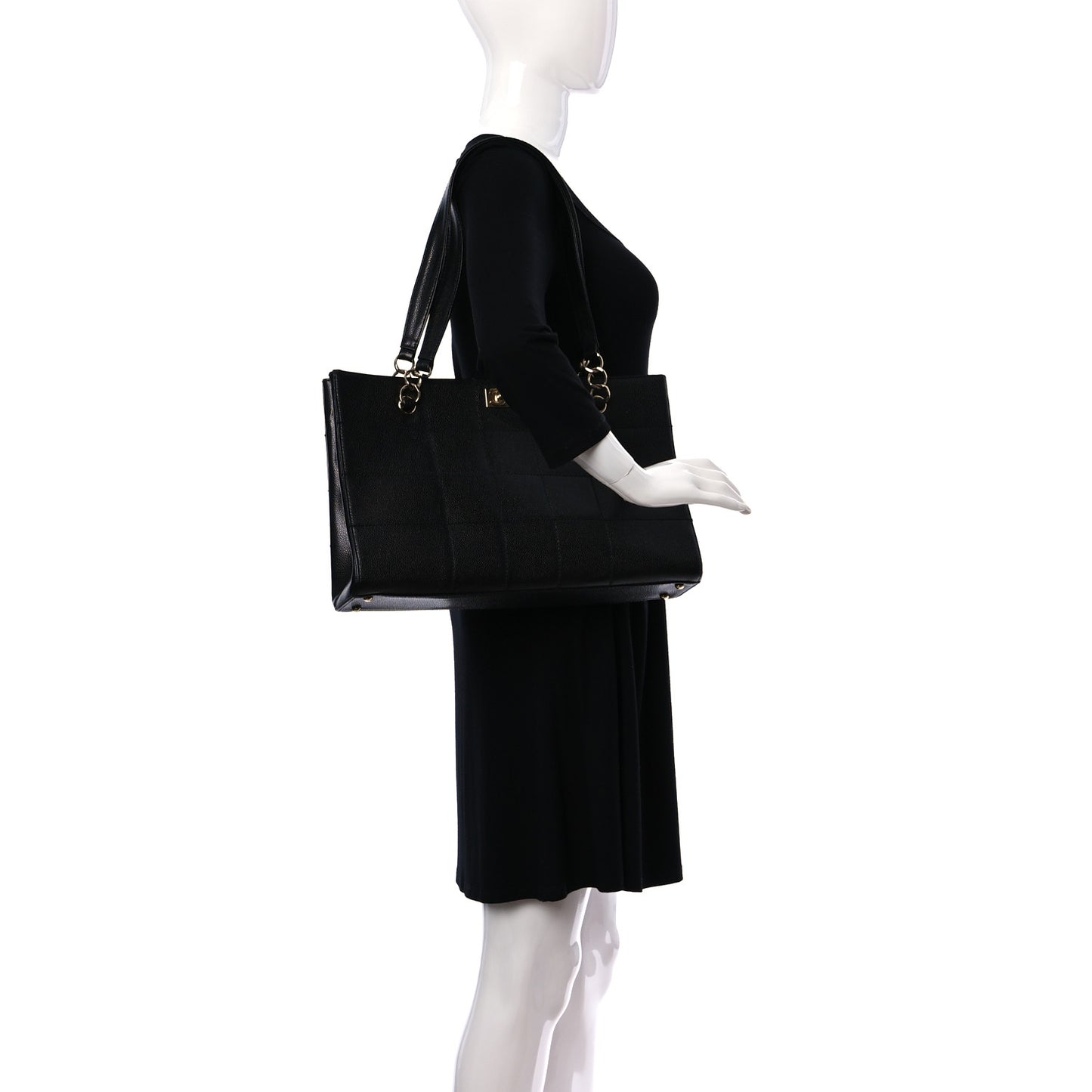 Caviar Chocolate Bar Quilted Shoulder Bag Black