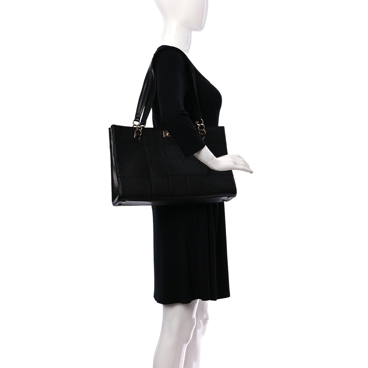 Chanel Caviar Chocolate Bar Quilted Shoulder Bag Black 2 of 11