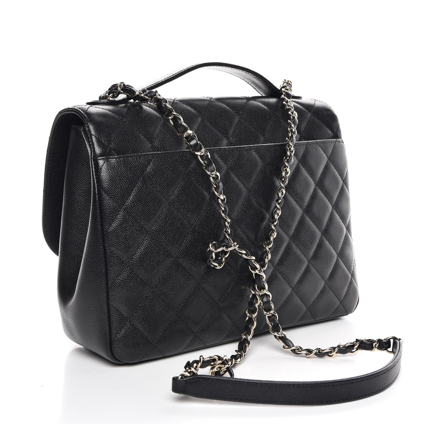 Caviar Quilted Large Business Affinity Flap Black