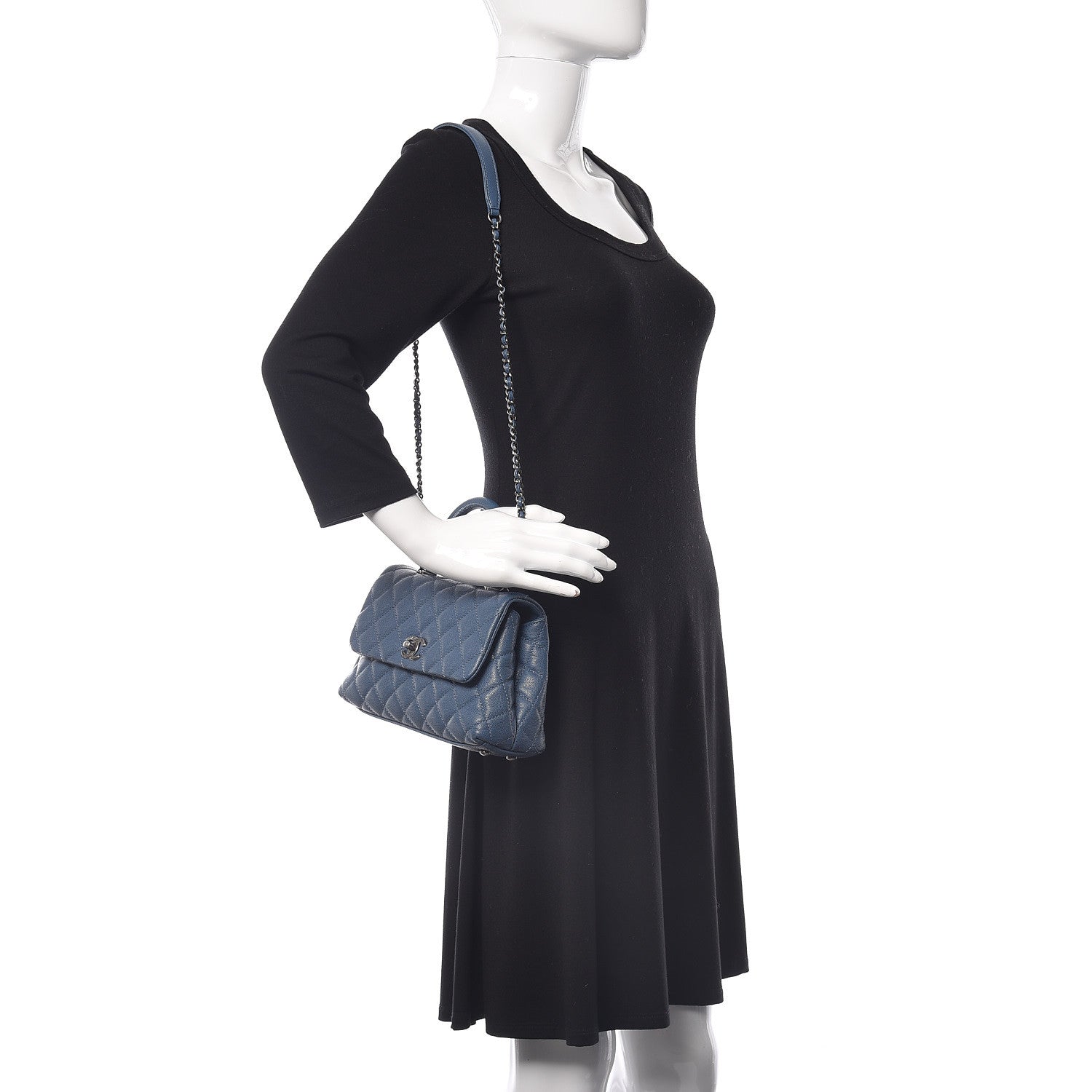 Chanel Caviar Quilted Mini Coco Handle Flap Blue 2 of 10