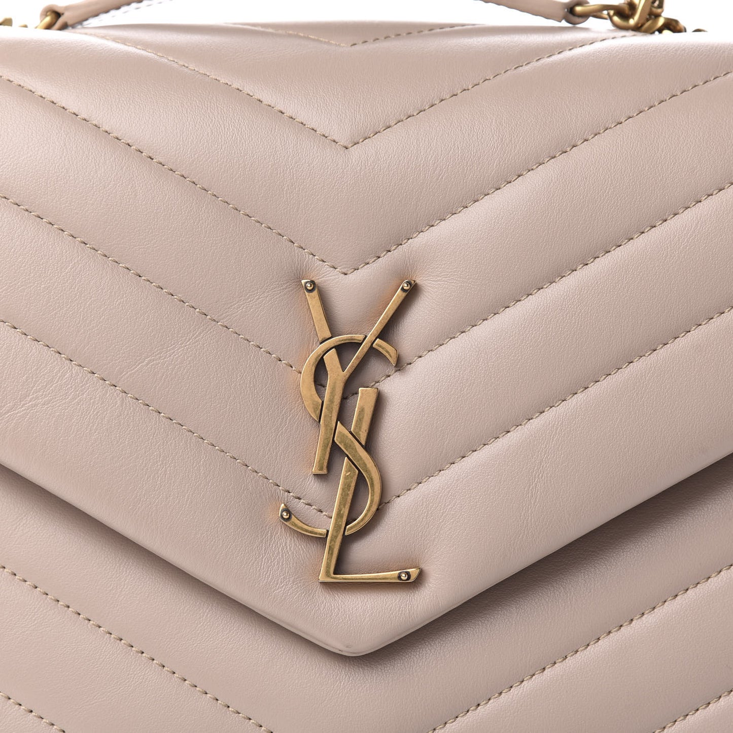 Calfskin Y Quilted Monogram Medium Loulou Chain Satchel Light Natural