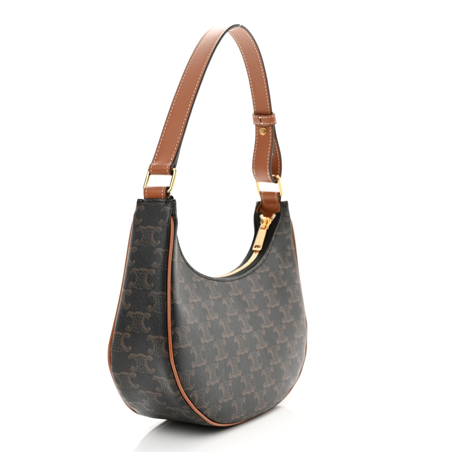 Triomphe Canvas Calfskin Ava Shoulder Bag Tan