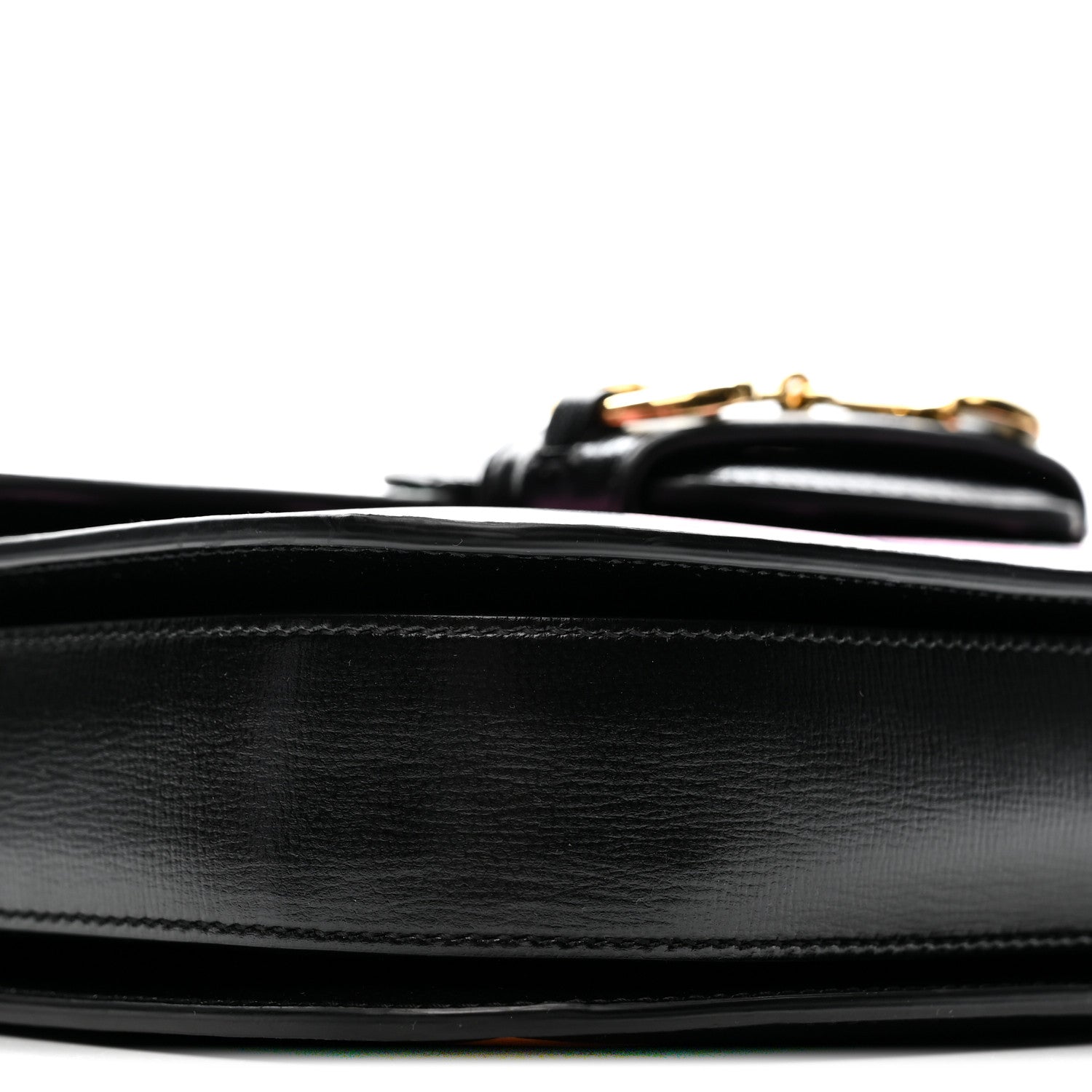 Gucci Textured Calfskin Geometric Print Horsebit 1955 Shoulder Bag Black Multicolor 9 of 12