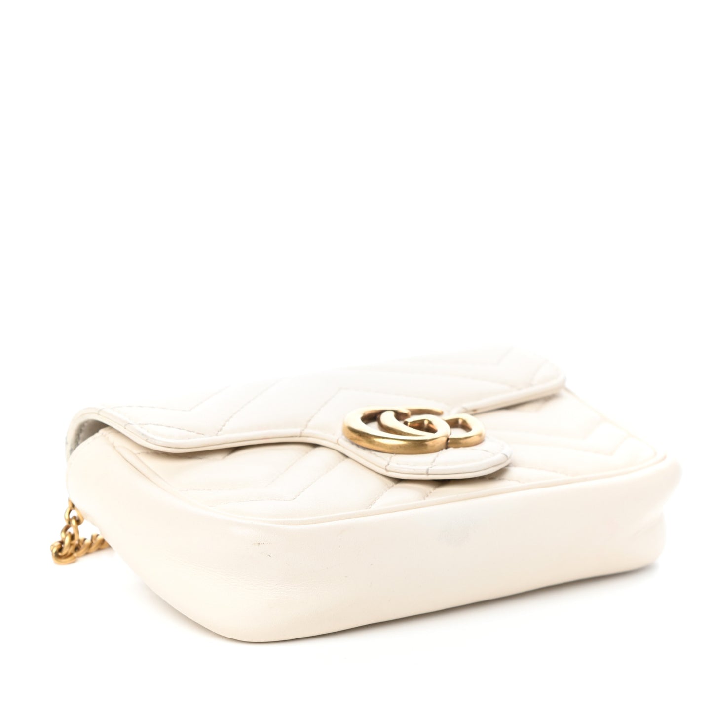 Calfskin Matelasse Super Mini GG Marmont Shoulder Bag White