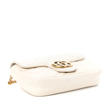 Gucci Calfskin Matelasse Super Mini GG Marmont Shoulder Bag White 4 of 8