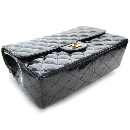Chanel Patent Quilted Sparkle Glitter Jumbo Flap Black 4 of 9