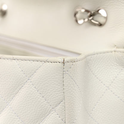 Chanel Caviar Quilted Jumbo Single Flap White 11 of 13