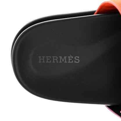 Hermes Suede Goatskin Womens Chypre Sandals 36.5 Rose Chapas Orange Synthetique 7 of 10