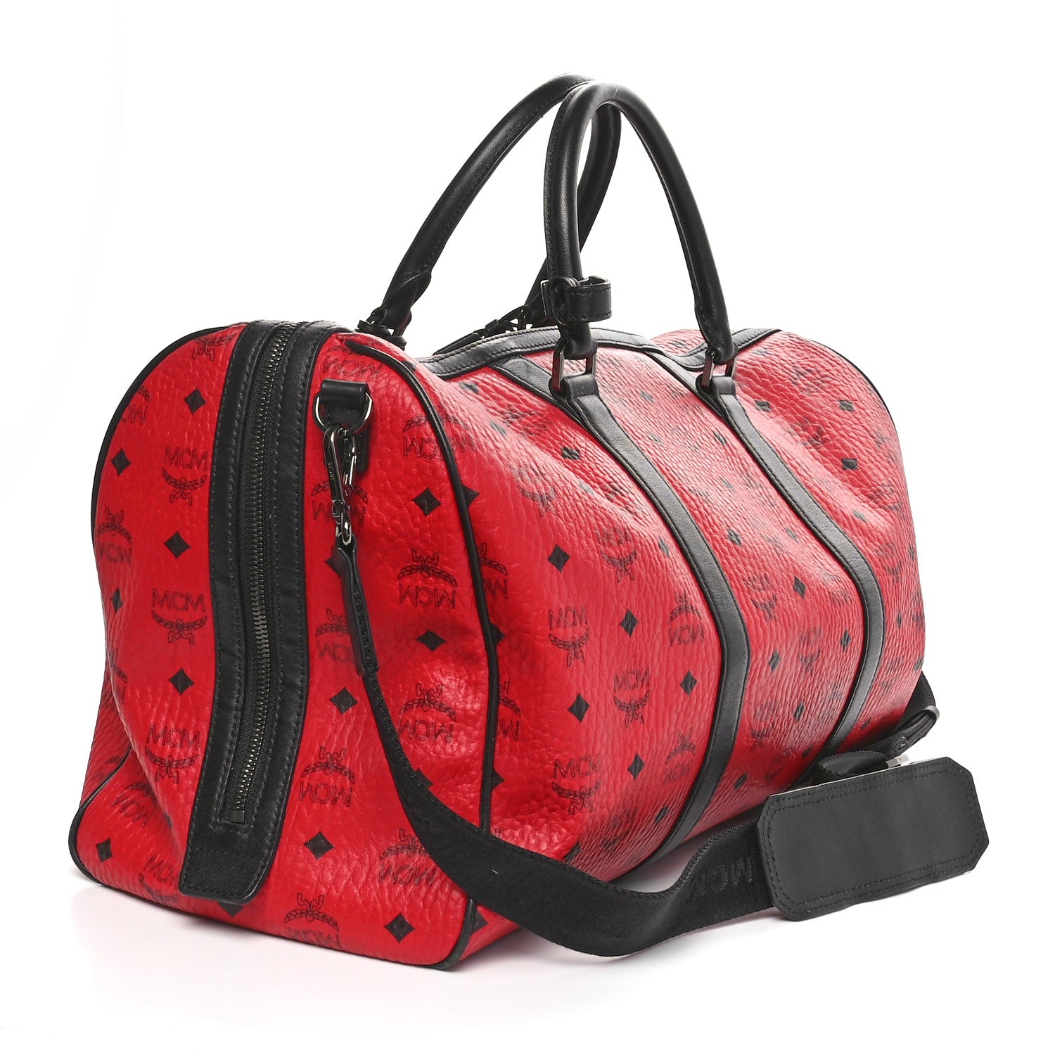 MCM Visetos Medium Traveler Weekender Bag Ruby Red 3 of 10