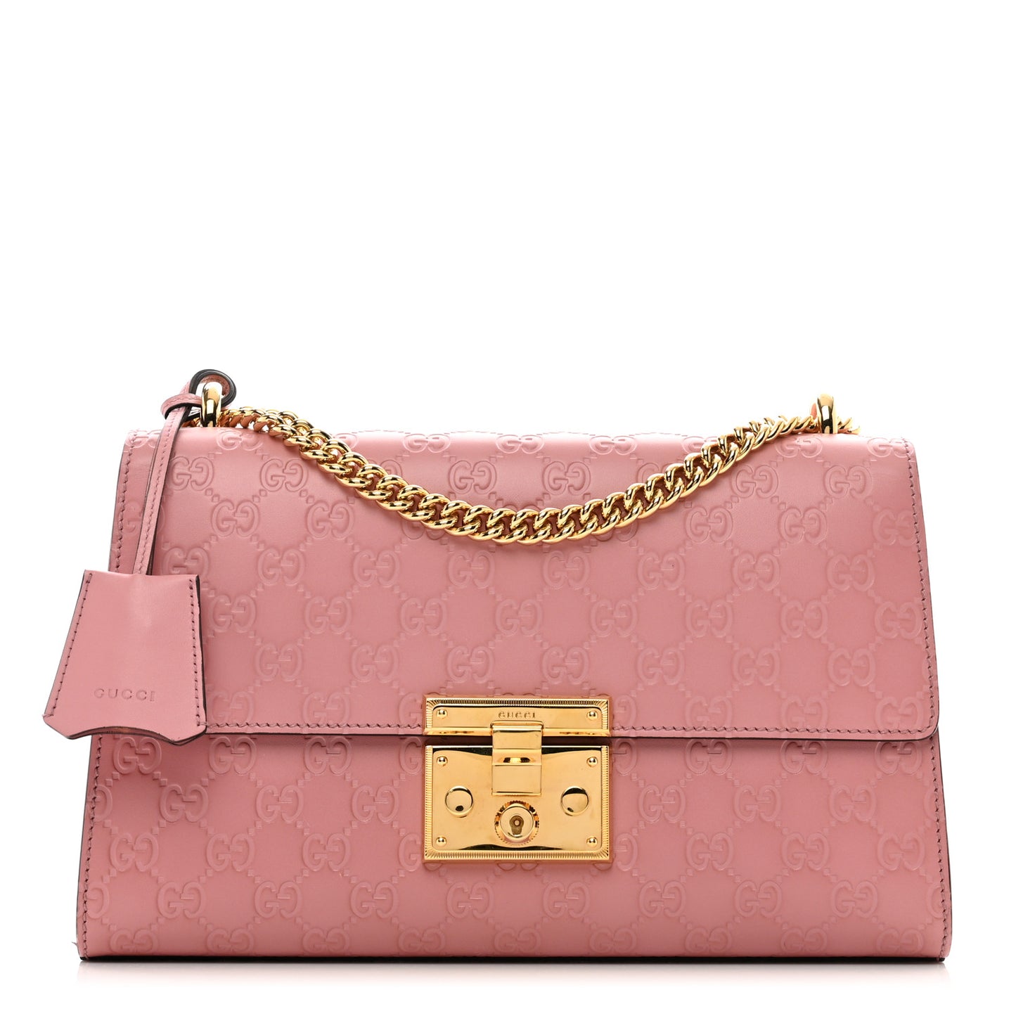 Guccissima Signature Medium Padlock Shoulder Bag Rose Baby Candy