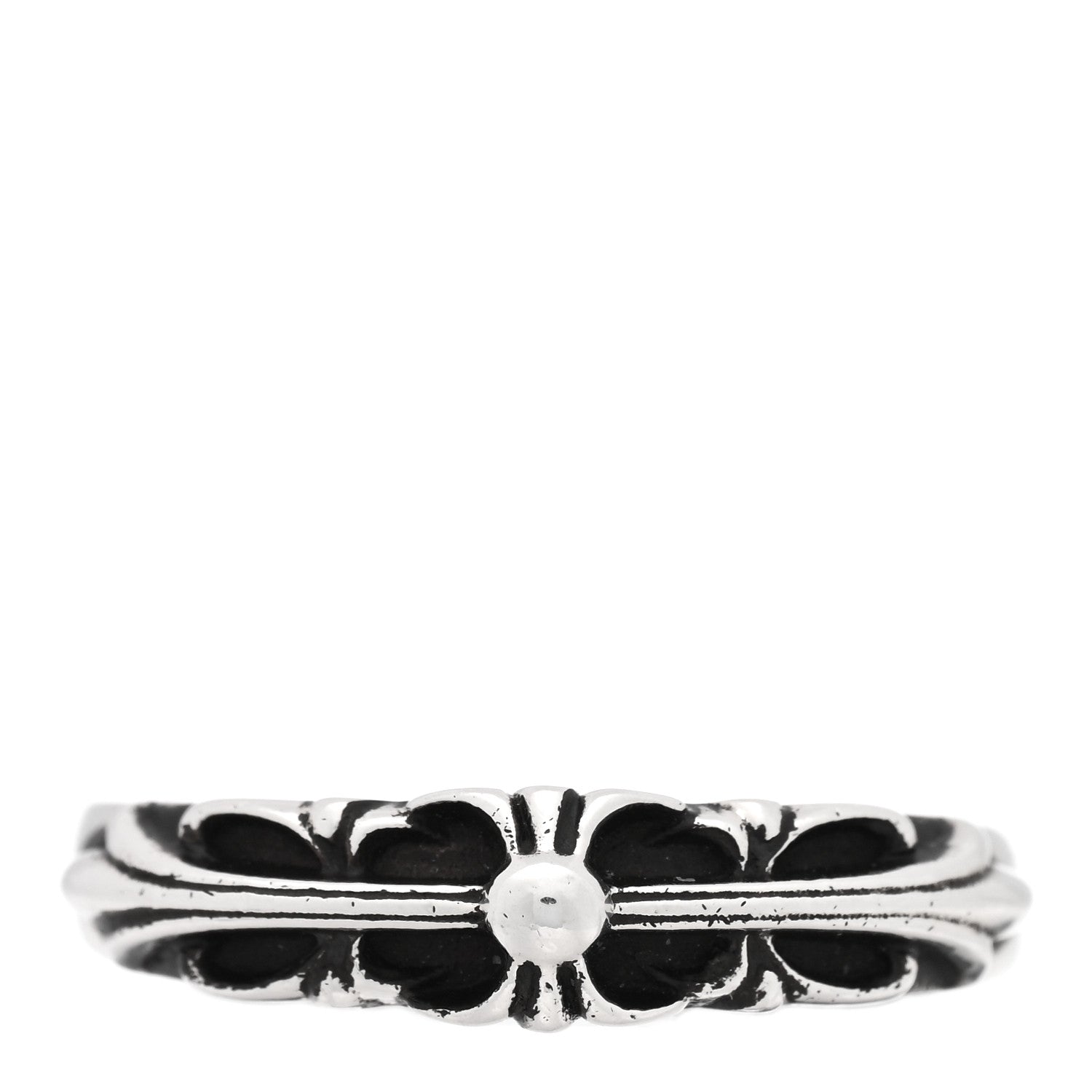 クロームハーツ Chrome Hearts Sterling Silver Narrow Floral Cross Band Ring 60 9