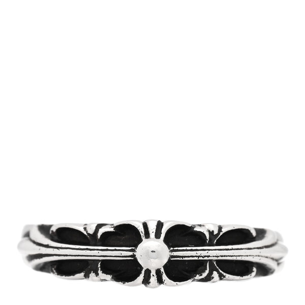 Chrome Hearts Sterling Silver Narrow Floral Cross Band Ring 60 9