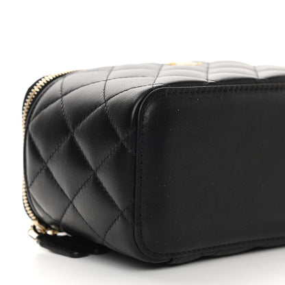 Chanel Lambskin Quilted Pearl Crush Small Vanity Case With Chain Black 9 of 11