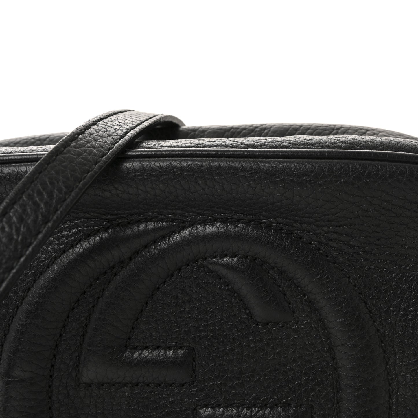 Pebbled Calfskin Small Soho Disco Bag Black