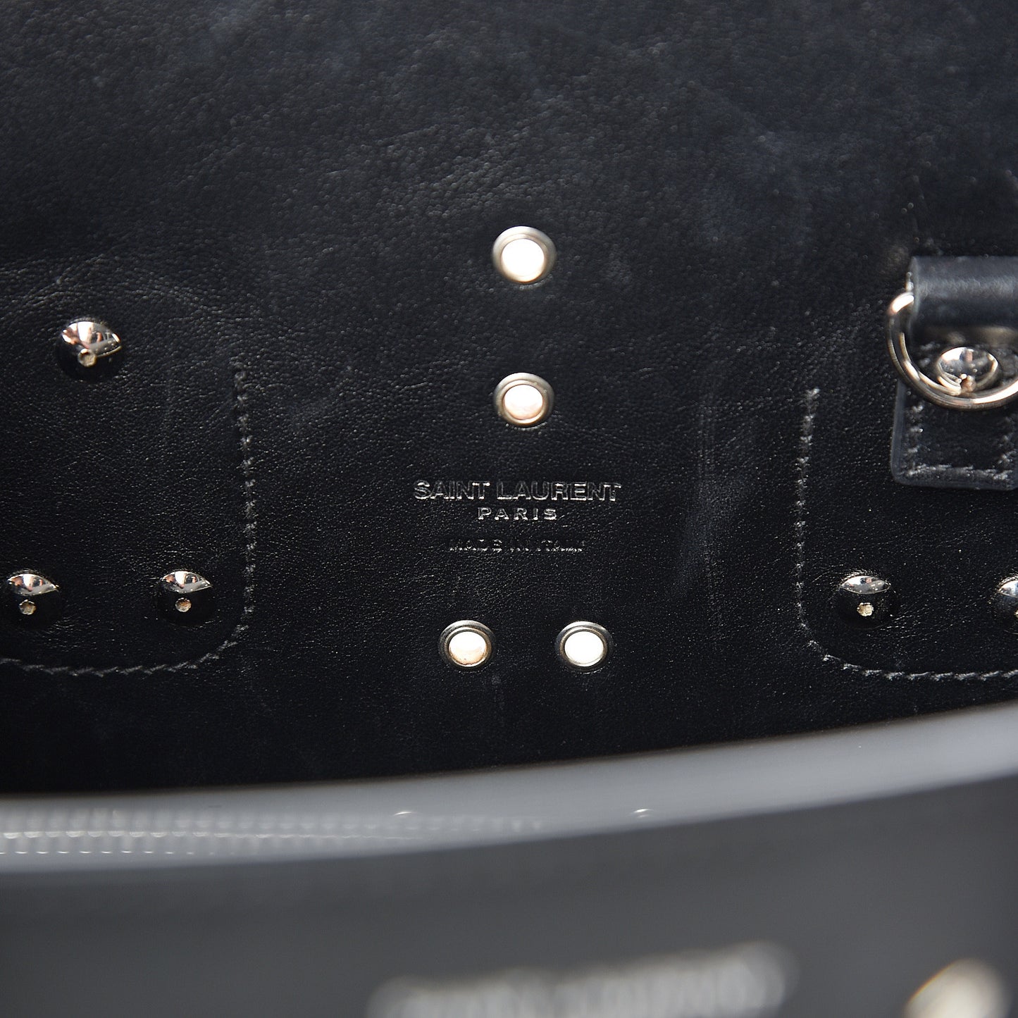 Calfskin Perforated Bandana Studded Small Sac De Jour Black