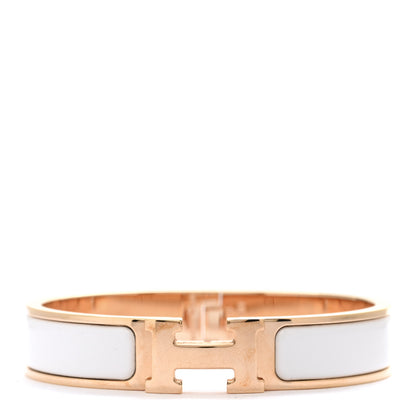 Hermes Enamel Narrow Clic Clac H Bracelet PM White 1 of 6