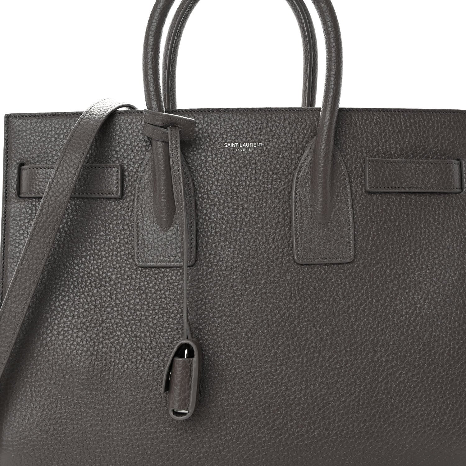 Saint Laurent Grained Calfskin Small Sac De Jour Fog 8 of 10