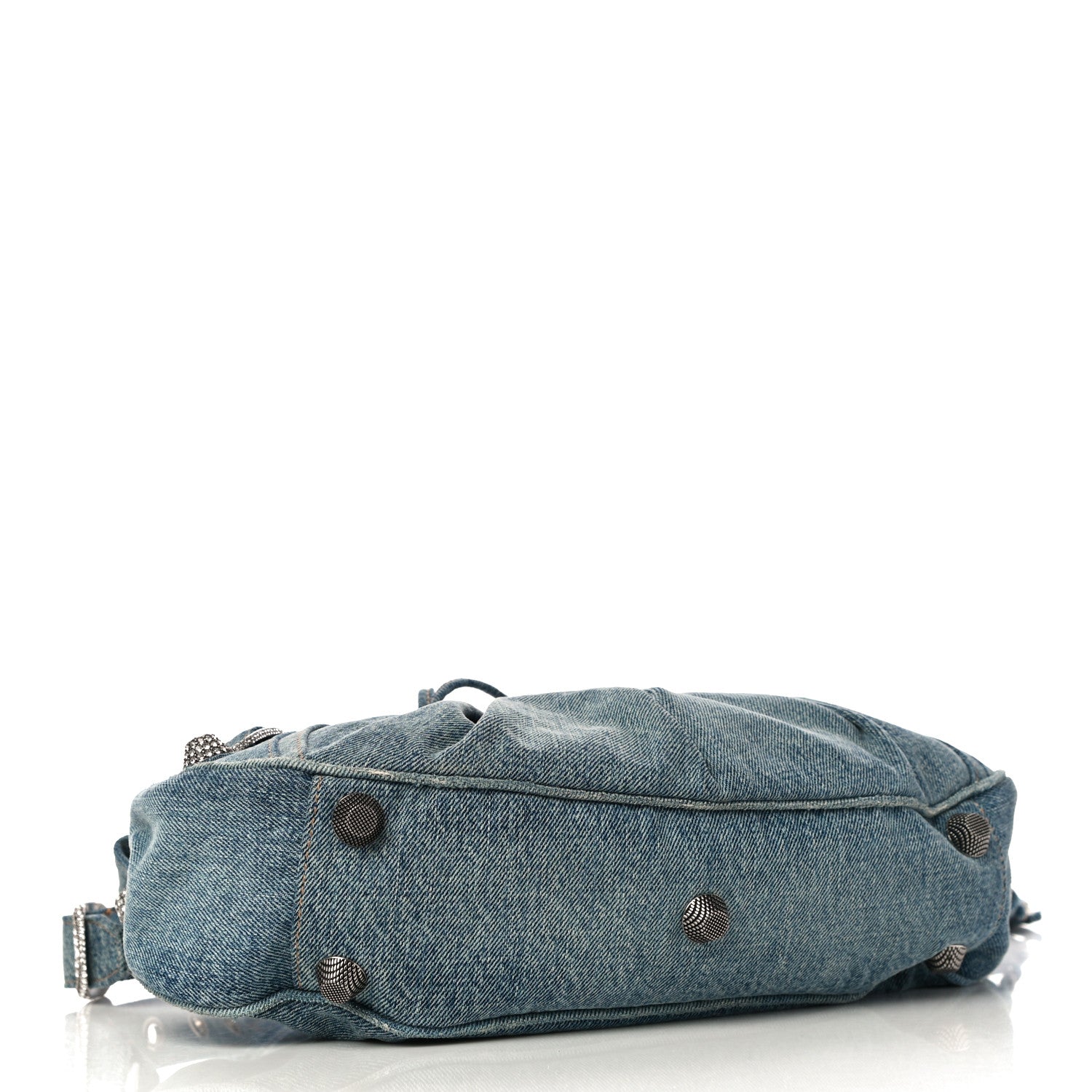 Balenciaga Washed Frayed Denim Crystal Small Le Cagole Shoulder Bag Blue 4 of 11