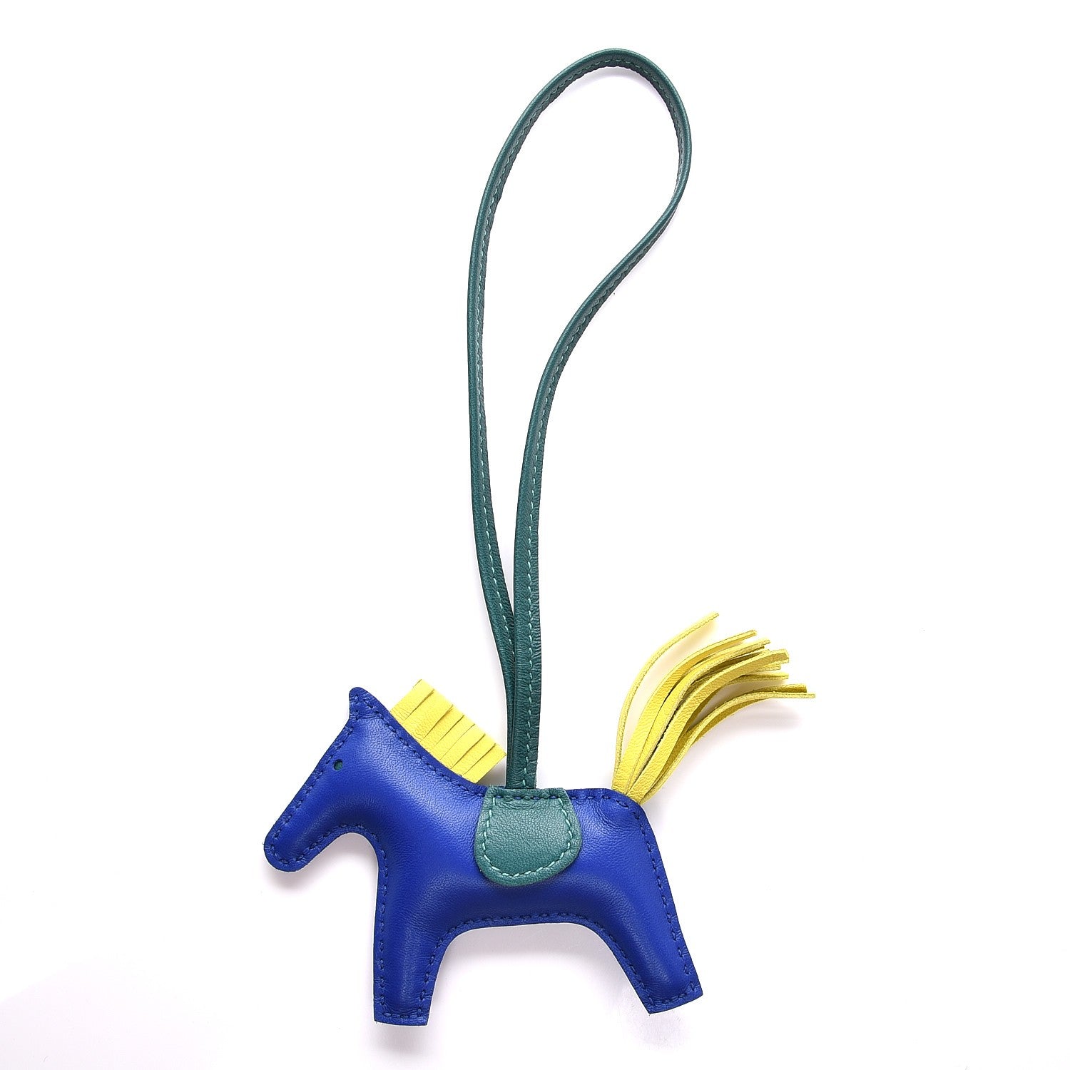 Hermes Milo Lambskin Grigri Rodeo Horse Bag Charm PM Bleu Electrique Lime Malachite 1 of 4