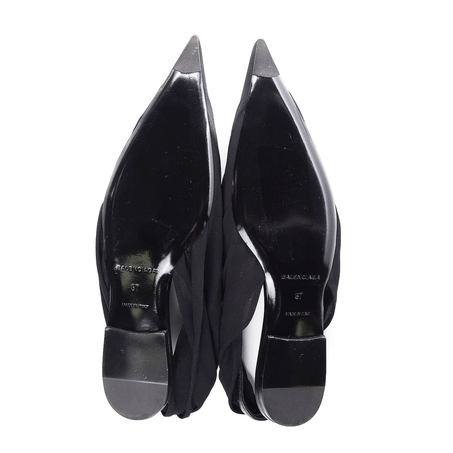 Jersey Knife Point-Toe Slingback Flats 37 Black