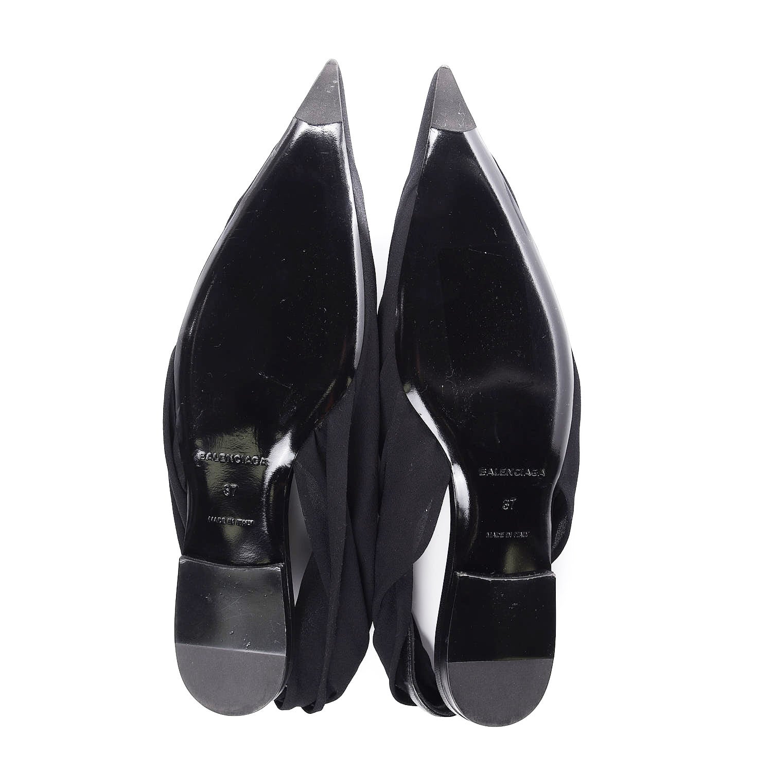 Balenciaga Jersey Knife Point-Toe Slingback Flats 37 Black 5 of 9