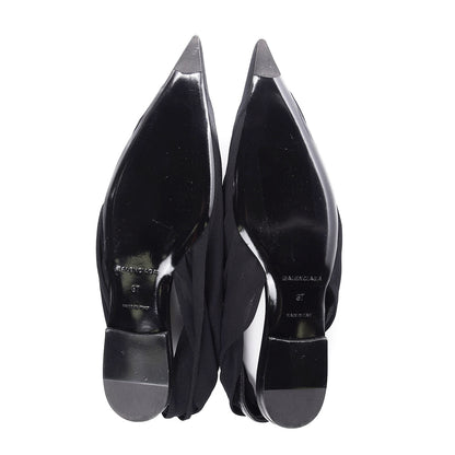 Balenciaga Jersey Knife Point-Toe Slingback Flats 37 Black 5 of 9