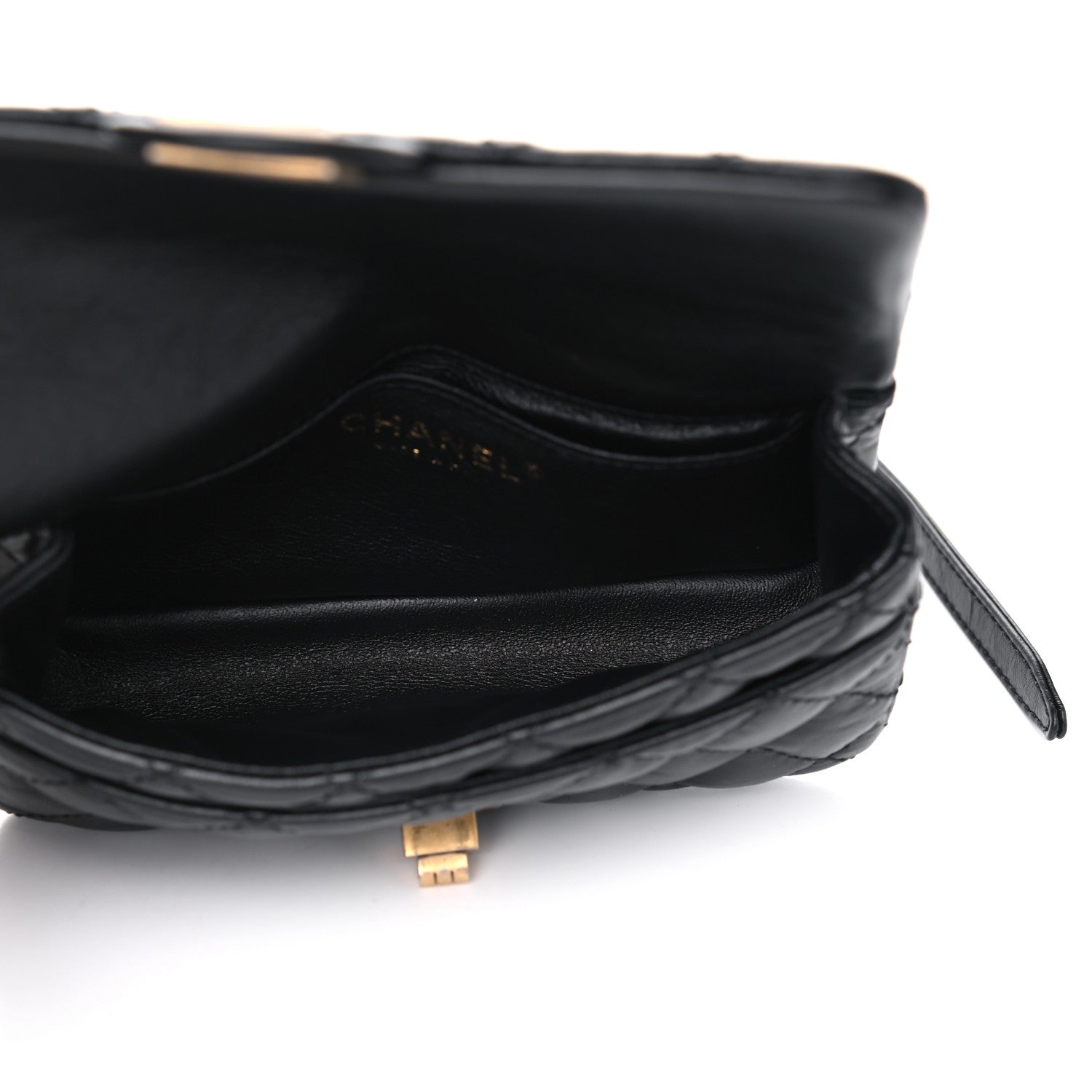 Chanel Aged Calfskin Quilted 2.55 Reissue Chain Waist Bag Black 4 of 4