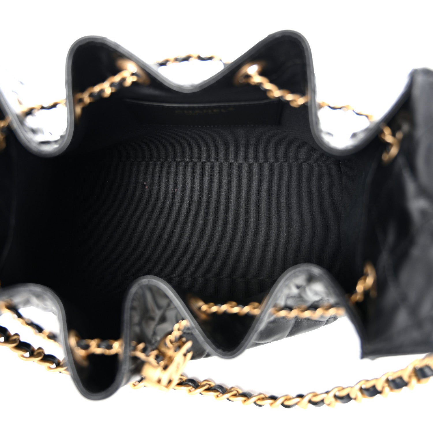 Chanel Shiny Crumpled Calfskin Quilted Small Chanel 25 Handbag Black 5 of 10