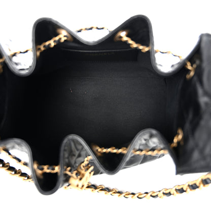 Chanel Shiny Crumpled Calfskin Quilted Small Chanel 25 Handbag Black 5 of 10