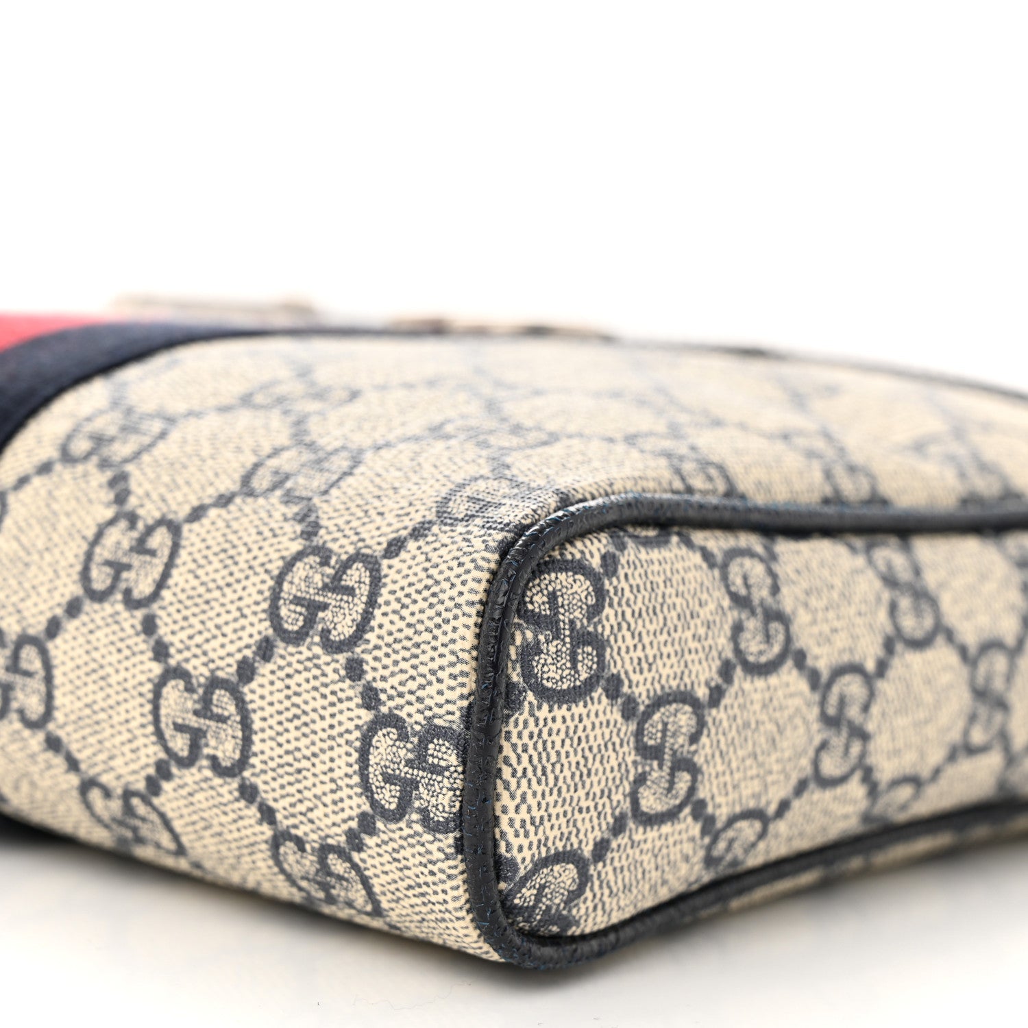 Gucci GG Supreme Monogram Textured Dollar Calfskin Web Small Ophidia Messenger Bag Beige Blue 10 of 11