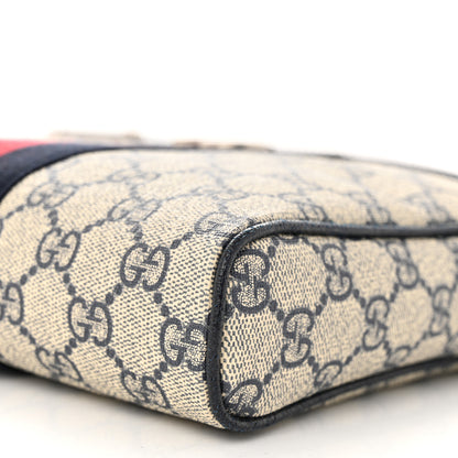 Gucci GG Supreme Monogram Textured Dollar Calfskin Web Small Ophidia Messenger Bag Beige Blue 10 of 11