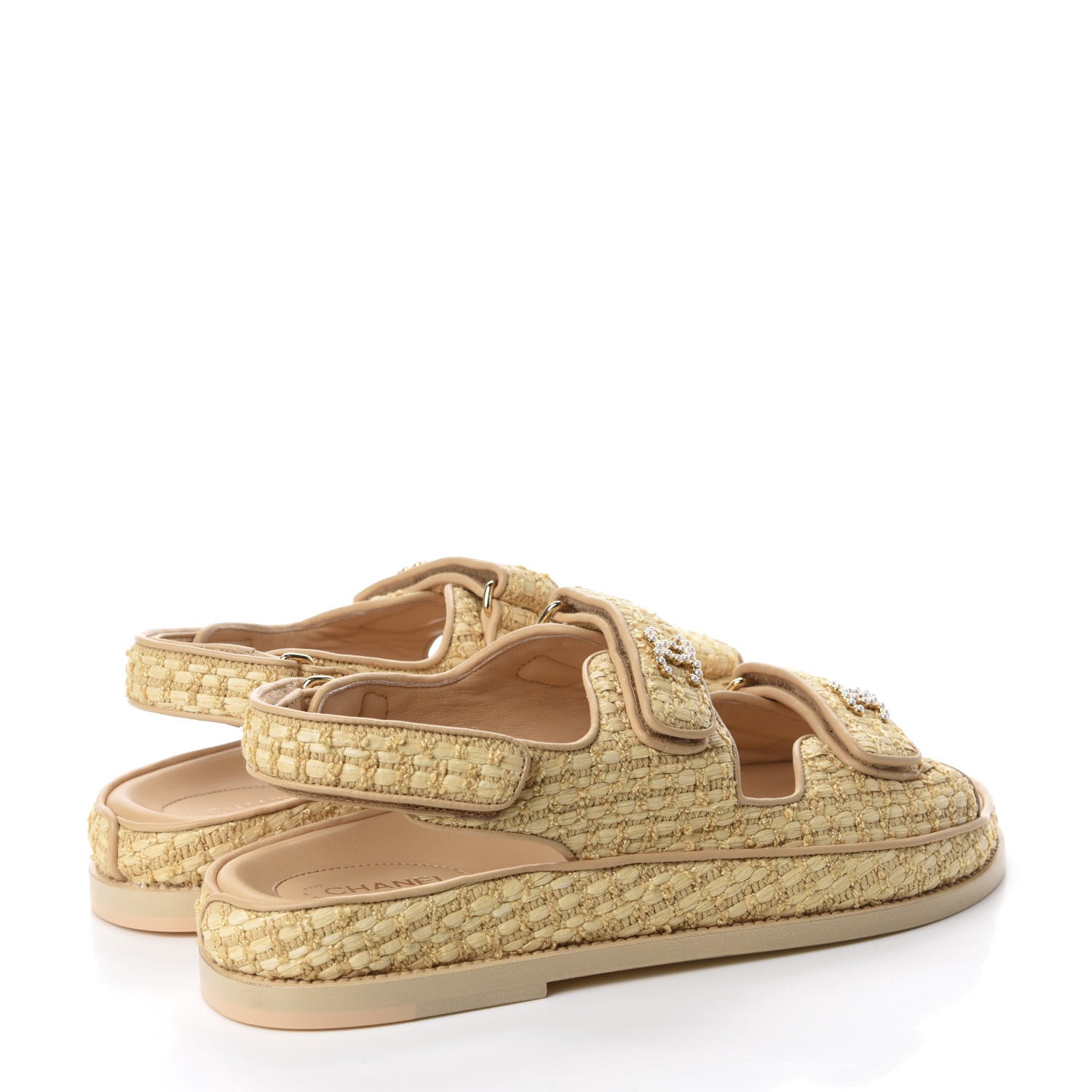 Chanel Braided Fabric Velcro Dad Sandals 40 Beige 4 of 10