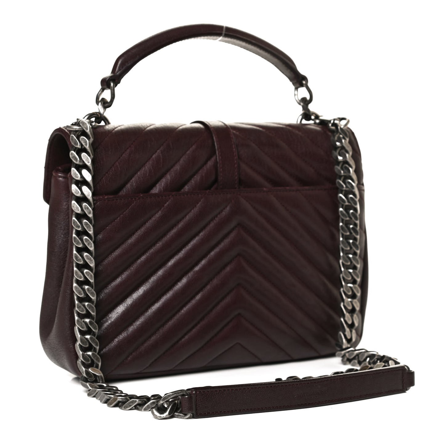 Sheepskin Matelasse Chevron Monogram Medium College Bag Amaranto