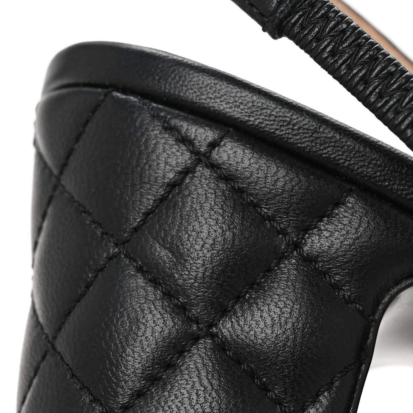 Lambskin Patent Calfskin Quilted Cap Toe CC Slingback Pumps 40 Black
