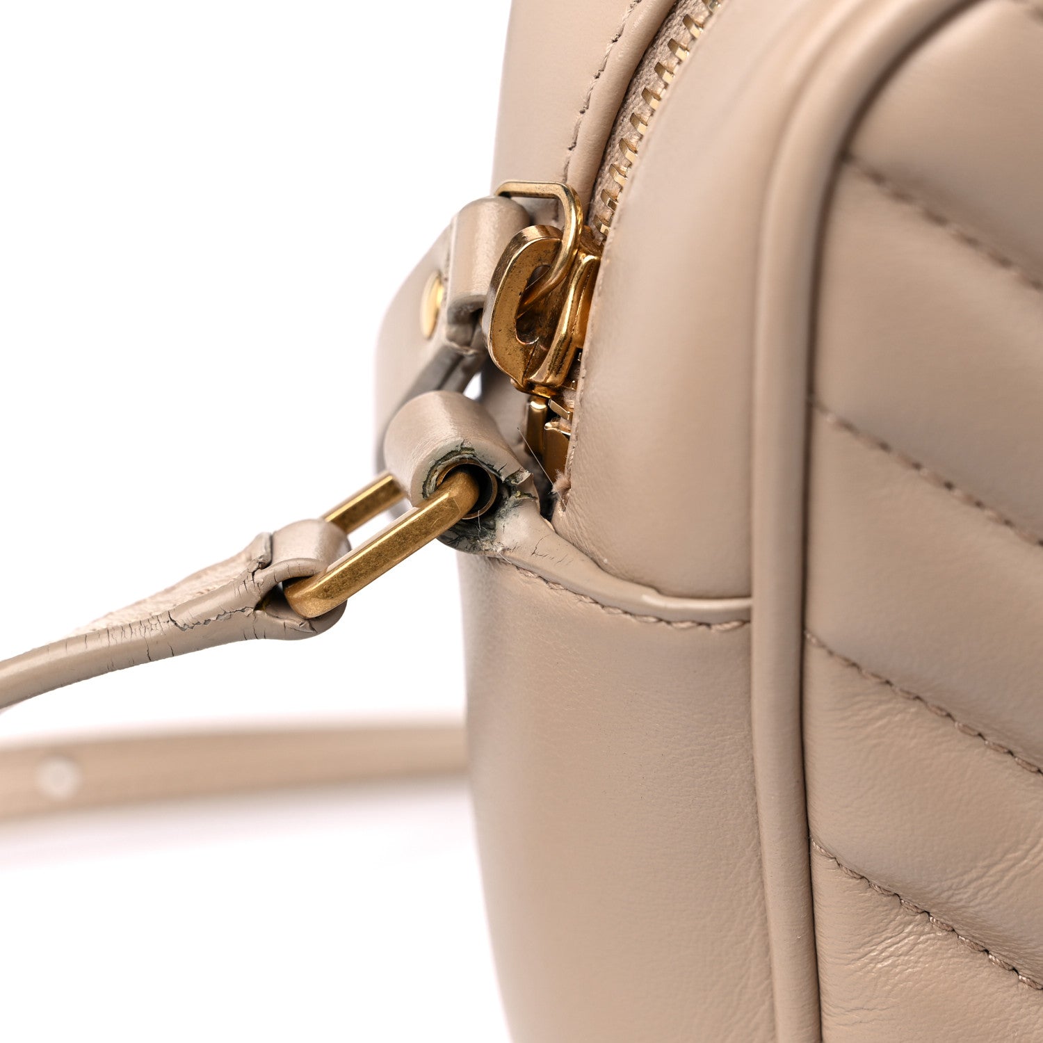 Saint Laurent Calfskin Matelasse Monogram Lou Camera Bag Dark Beige 16 of 16