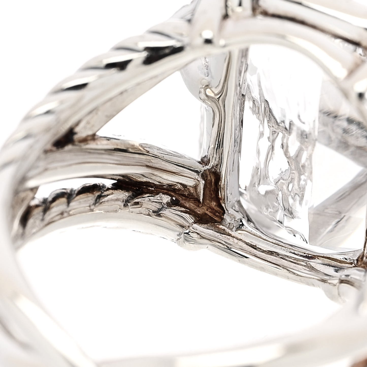 Sterling Silver Diamond Quartz 18mm Cable Wrap Ring 56 7.5