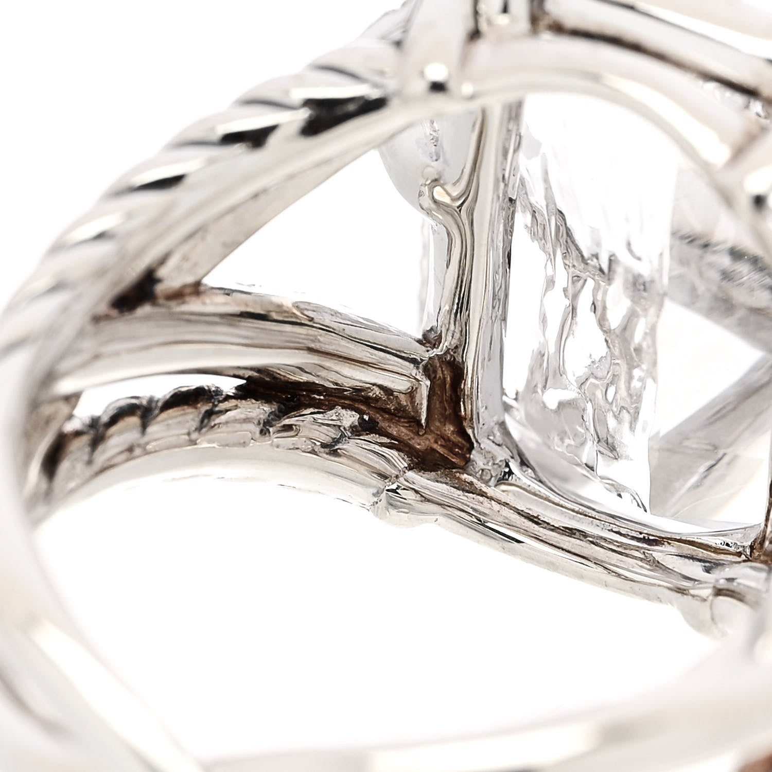 David Yurman Sterling Silver Diamond Quartz 18mm Cable Wrap Ring 56 7.5 6 of 6