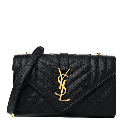Saint Laurent Grain De Poudre Textured Mixed Matelasse Triquilt Small Monogram Satchel Black 1 of 14