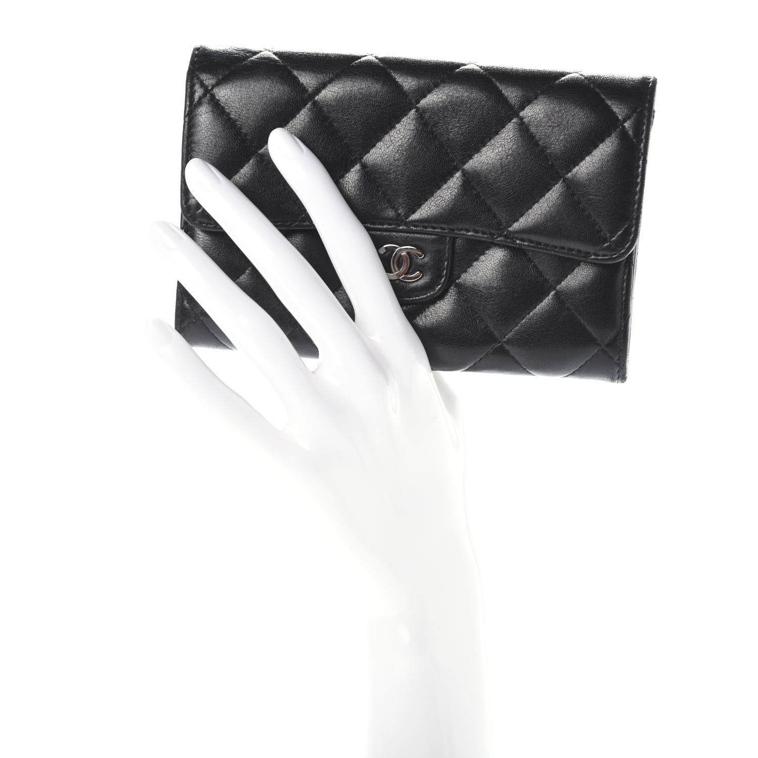 Chanel Lambskin Quilted Small Flap Wallet Black 2 of 7