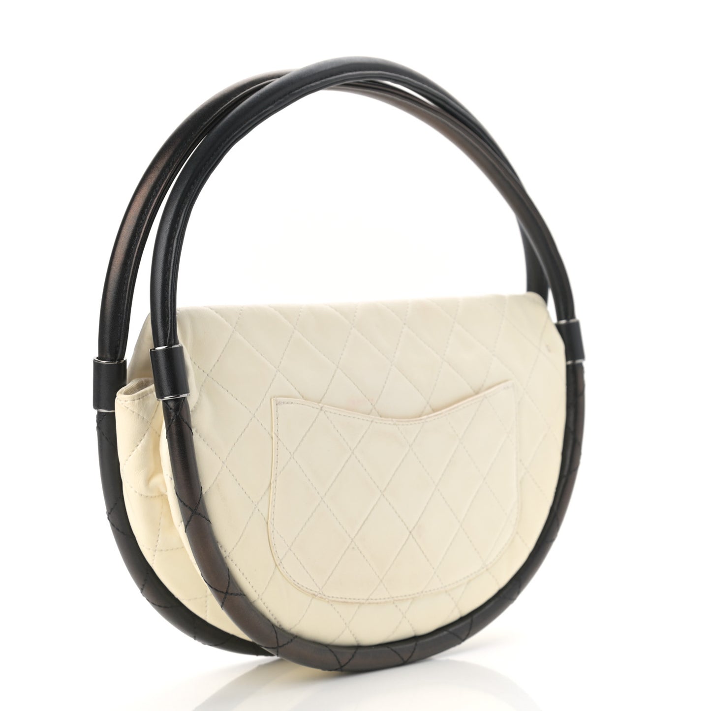 Lambskin Quilted Small Hula Hoop Flap Ivory