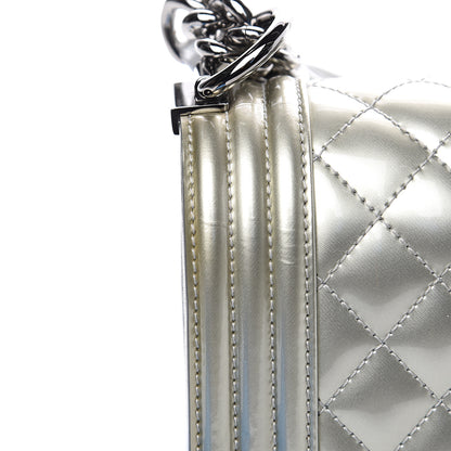 Chanel Metallic Patent Calfskin Quilted Medium Boy Flap Silver 14 of 14