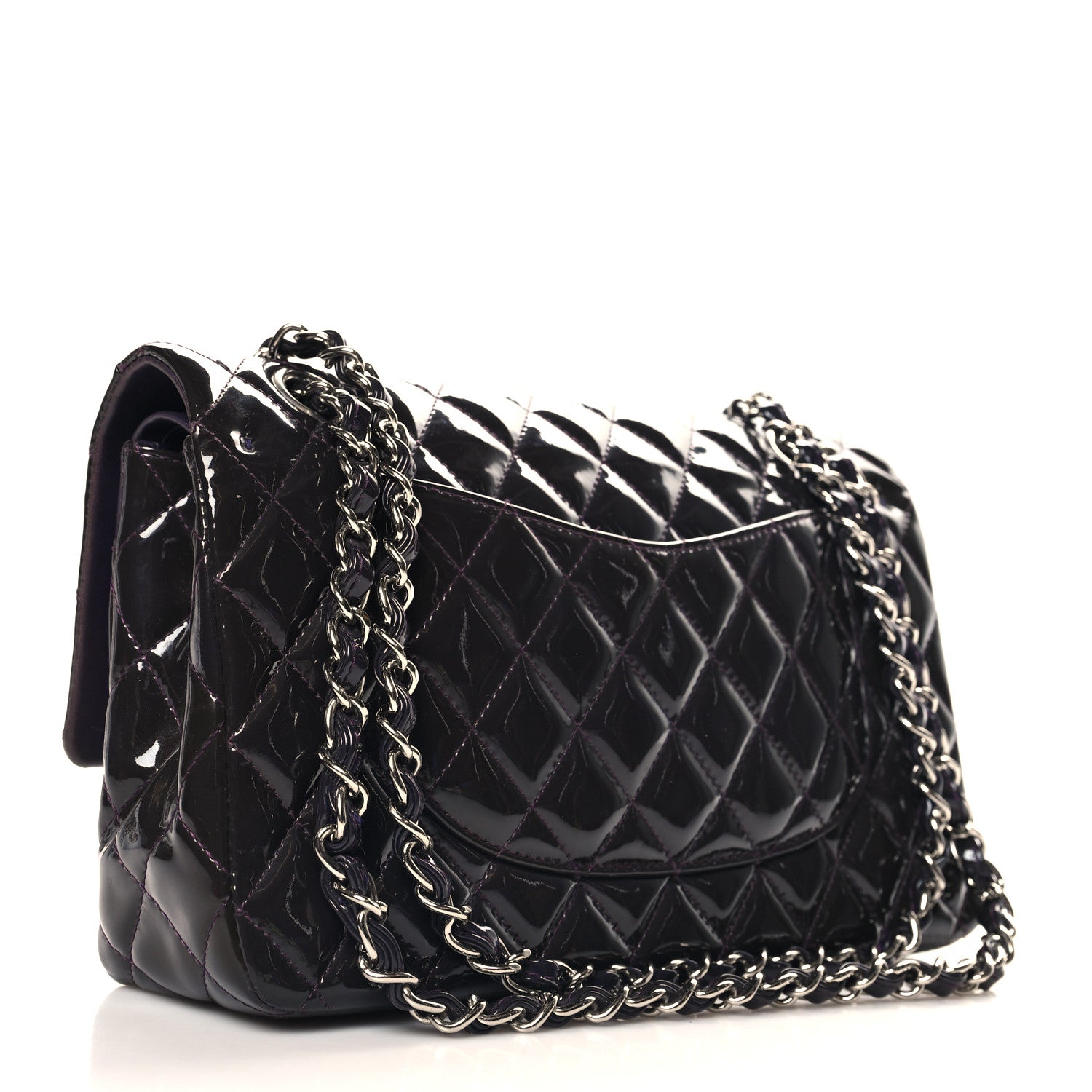 Chanel Patent Quilted Medium Double Flap Purple 3 of 11